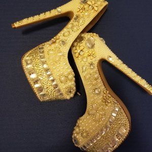 Jeweled platform heels